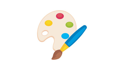 Artist palette with brush vector isolated icon. Emoji illustration. Artist palette vector emoticon. 