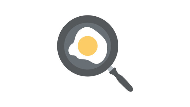 Fried egg pan breakfast emoji symbol sign icon vector illustration isolated flat food. 