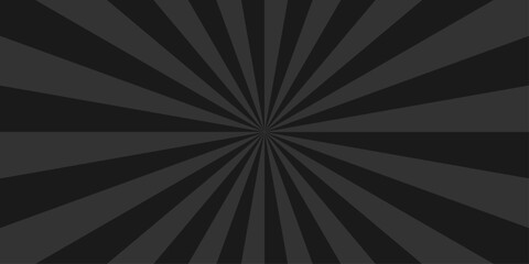 Abstract black and gray background with rays retro starburst abstract. Sunburst background vector illustration pattern beam rays. Spiral radial striped backdrop design.