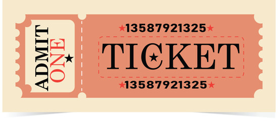 Vintage Raffle Ticket Stub Isolated on White Background