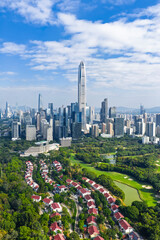 Aerial view of Skyline in Shenzhen city in China