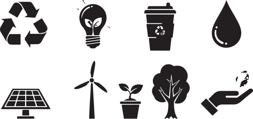 Eco friendly icons for sustainable living and green business