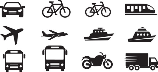 Transportation icons for modern travel and logistics solutions