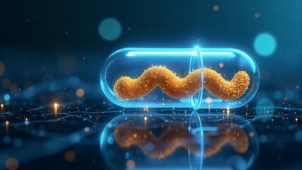 Futuristic Capsule with Golden Waves