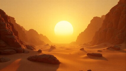 Desert Landscape with Sunset