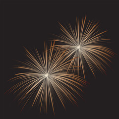 Obraz premium Golden Abstract Fireworks on black Background. Minimal golden fireworks bursts forming abstract celebration design, ideal for holidays, events, and modern decorative visuals. 