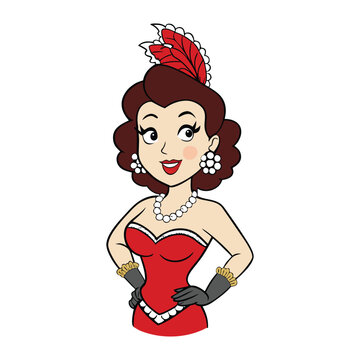 A dazzling Las Vegas showgirl in sparkling feathers and sequins, striking a glamorous pose under bright stage lights, exuding elegance, energy, and showbiz flair.
