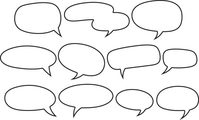 Obraz premium A comprehensive collection of cartoon comic speech bubbles and vector thought clouds in a flat sketch style for communication design and chat dialogue icons