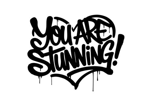 Street art graffiti. Urban wall spray painting,  Compliment frases