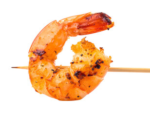 Grilled Shrimp on a Skewer with Seasoning.