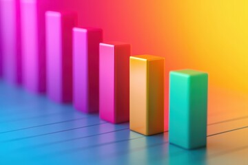 Vibrant Descending Bar Graph Illustrates Market Downturn, Financial Crisis, Economic Slowdown, or Negative Business Growth Trend Analysis.