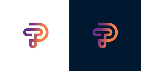 Modern abstract letter P logo design with a sleek gradient color transition, embodying innovation and professional branding for various businesses and digital platforms