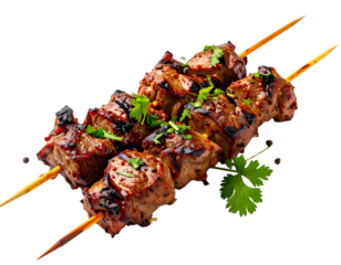 Delicious Grilled Beef Skewers with Herbs and Spices.
