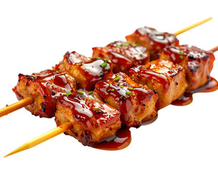 Delicious Grilled Pork Skewers Glazed with Savory Sauce.