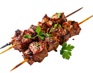 Delicious Grilled Beef Skewers with Herbs and Spices.