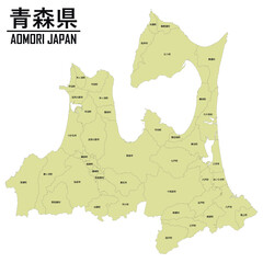 イラスト素材：日本地図　青森県ベクターイラストマップ