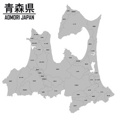 イラスト素材：日本地図　青森県ベクターイラストマップ