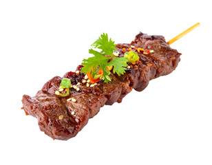 Delicious Grilled Beef Skewer with Herbs and Spices.