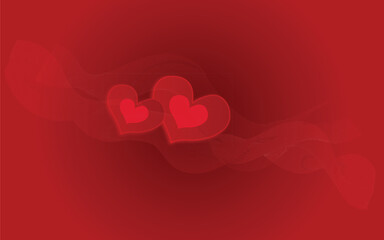 &ldquo;Romantic Valentine Background with Glowing Red Hearts and Soft Wave Flow, Love Banner for Wedding, Greeting Card, Social Media and Web Design&rdquo;