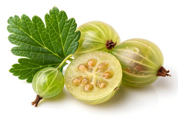 A vibrant pile of fresh gooseberries in green and red varieties with striped translucent skin.