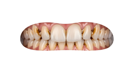 Closeup of Teeth with Plaque and Tartar Buildup.
