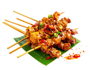 Delicious Chicken Satay Skewers with Spicy Peanut Sauce.