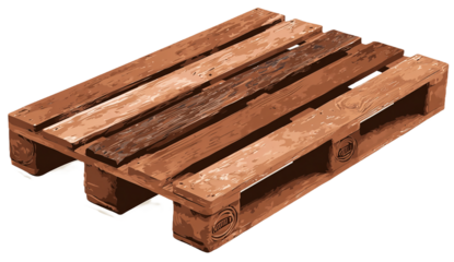 Wooden euro pallet illustration for logistics and shipping concepts on a isolated on transparent background 