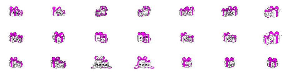 Pixel Art Purple Gift Boxes Animation Frames Collection