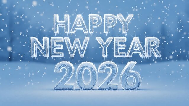 Happy new year 2026 winter wonderland greeting