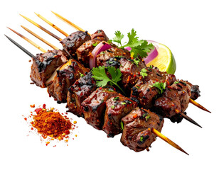 Delicious Grilled Beef Skewers with Herbs and Spices.