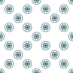 AI Brain vector Artificial Intelligence Smart Circuit Board colored round seamless pattern