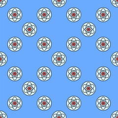 AI Atom vector Artificial Intelligence Molecule colored round seamless pattern