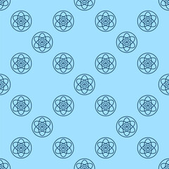 Artificial Intelligence Atom vector AI Molecule outline round seamless pattern