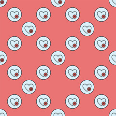 Artificial Intelligence and Heart sign vector I Love AI colored round seamless pattern