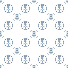 Artificial Intelligence Block vector AI technology linear round seamless pattern