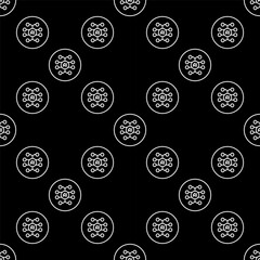 Artificial Intelligence Brain vector AI Smart Circuit Board linear round seamless pattern