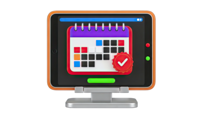 Tablet with Calendar App and Checkmark Icon