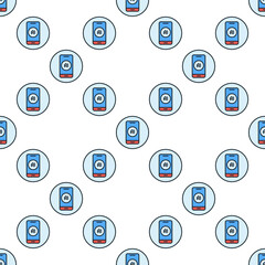 Smartphone with Artificial Intelligence vector Artificial Intelligence round colored seamless pattern