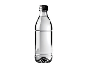 Clear Glass Bottle Filled With Pure Water Isolated.