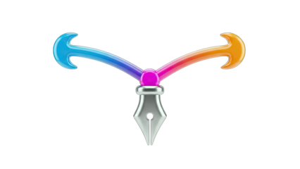 Stylized Pen Tool with Arrows on White Background