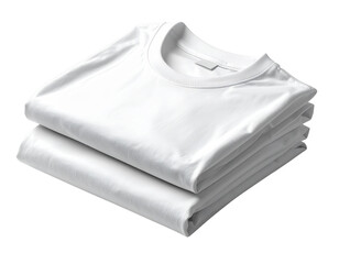 Stack of Clean White T-Shirts Folded Neatly Isolated on White Background.