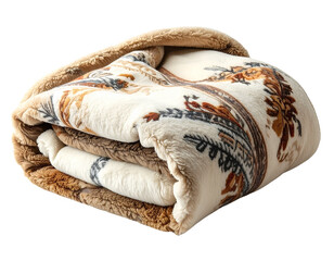 Cozy Folded Quilt with Floral and Leaf Pattern.