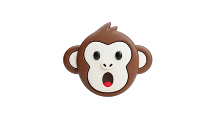 Surprised Monkey Face Emoji on White Background