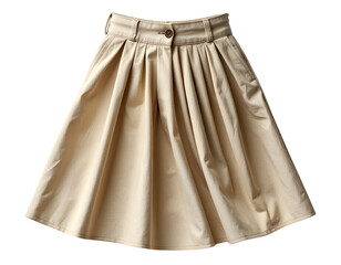 Elegant Pleated Midi Skirt in Beige.