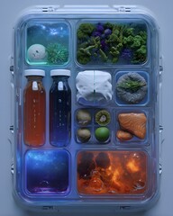 Futuristic Space Food Bento Box with Sci-Fi Concept Nutrition for Astronauts