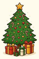 Naklejka premium christmas tree with gifts