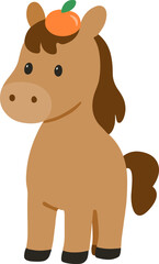 Obraz premium Horse and Persimmon Illustration Vector