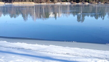 frozen lake in winter
