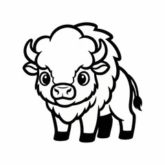 Fototapeta premium Cute Cartoon Bison Illustration.