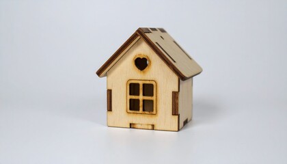 wooden house on a white background